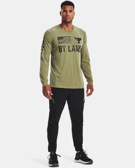 Men's Project Rock Veterans Day By Land Long Sleeve, Green, pdpMainDesktop image number 2